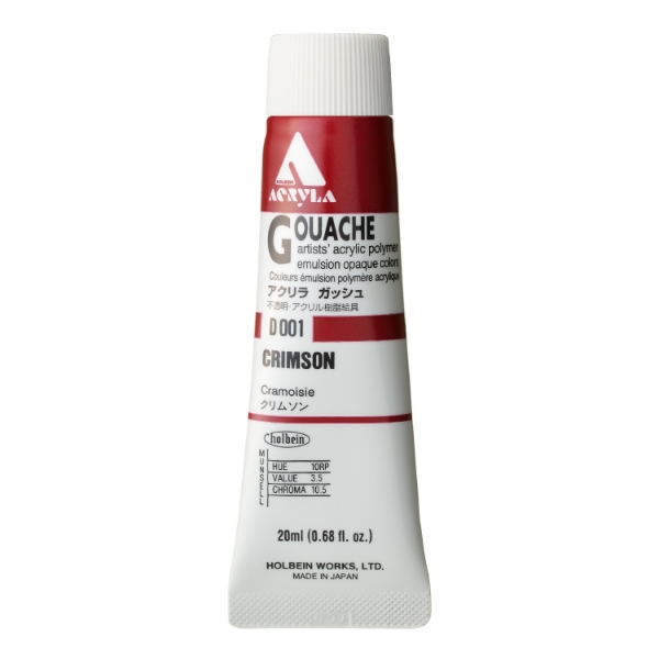 Picture of Holbein Acrylic Gouache Crimson A 20ml-D001