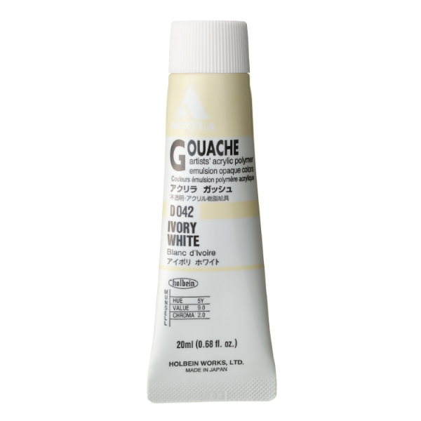 Picture of Holbein Acrylic Gouache Ivory White A 20ml-D042