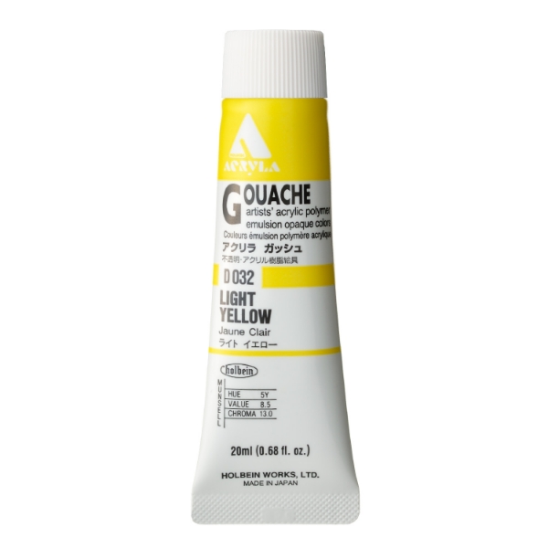 Picture of Holbein Acrylic Gouache Light Yellow A 20ml-D032