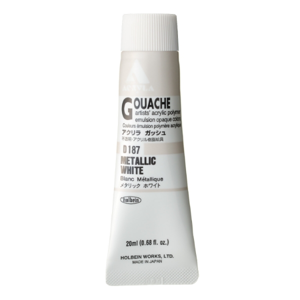 Picture of Holbein Acrylic Gouache Metallic White C 20-ml D187