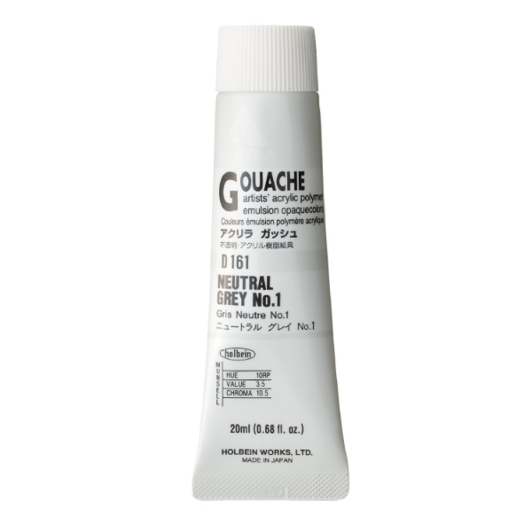 Picture of Holbein Acrylic Gouache Neutral Grey #1 A 20-ml D161