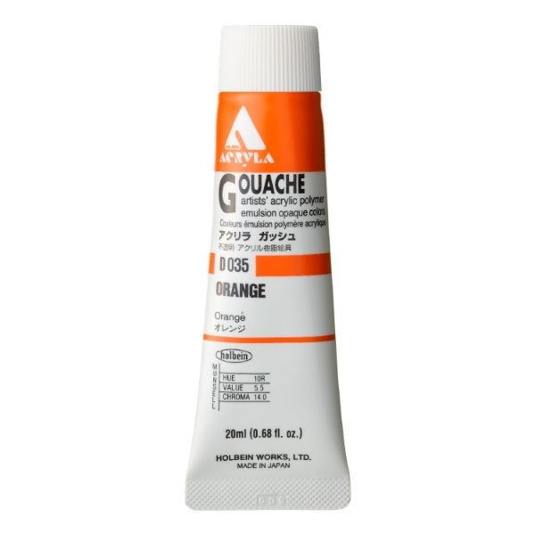 Picture of Holbein Acrylic Gouache Orange A 20ml-D035