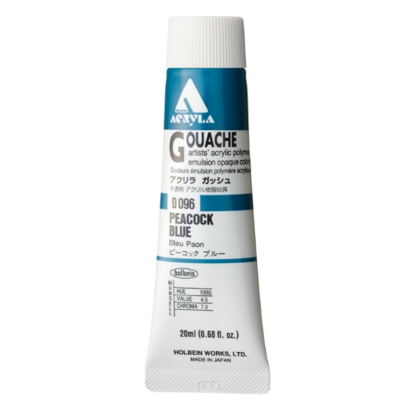 Picture of Holbein Acrylic Gouache Peacock Blue A 20ml-D096