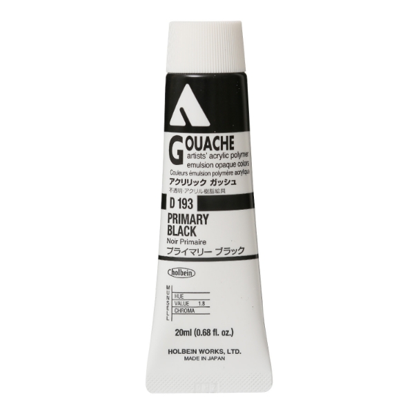 Picture of Holbein Acrylic Gouache Primary Black 20-ml D193