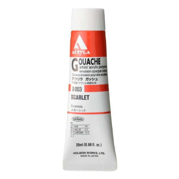 Picture of Holbein Acrylic Gouache Scarlet A 20ml-D003