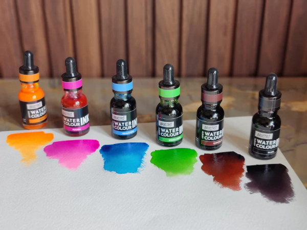 Picture of BRUSTRO ARTISTS WATERCOLOUR INK SET OF 6 X 15 ML -(A)