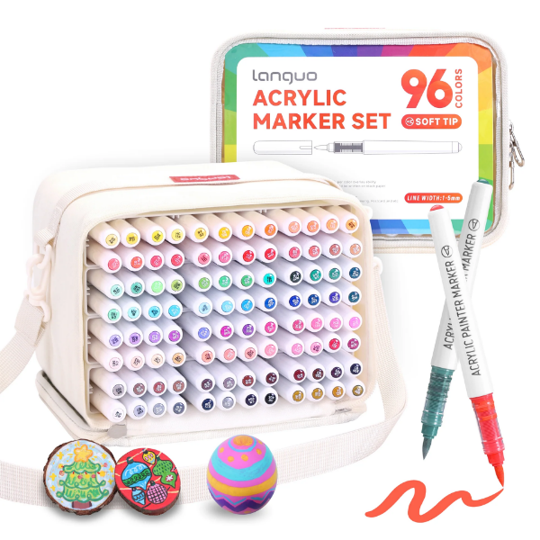 Picture of Languo Acrylic Brush Tip Marker Colors  with Bag