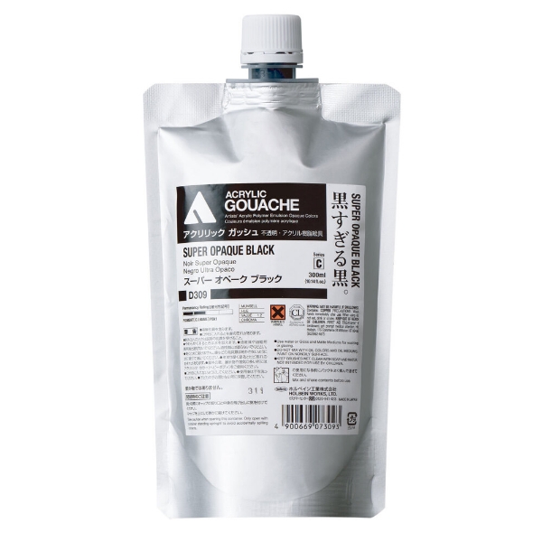 Picture of Holbein Acrylic Gouache Super Opaque Black 300ml-D309