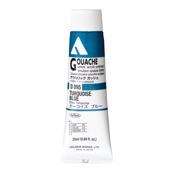 Picture of Holbein Acrylic Gouache Turquoise Blue A 20ml-D095