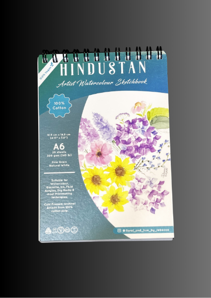 Picture of Hindustan Artist Watercolour Sketchbook Cold Pressed 300Gsm-A6 (20 Sheets) Spiral Bound