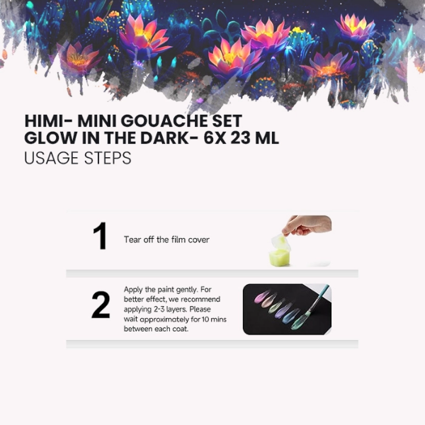 Picture of MIYA HIMI GLOW IN THE DARK GOUACHE PAINT SET 6X23ML