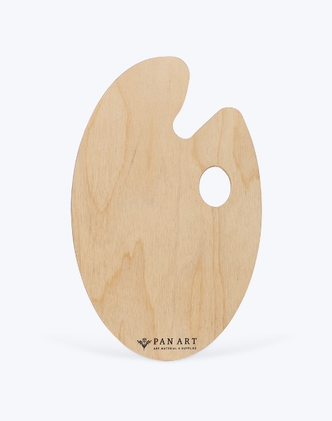 Picture of PAN ART COLOUR MIXING WOODEN PALETTE OVAL 20X30CM